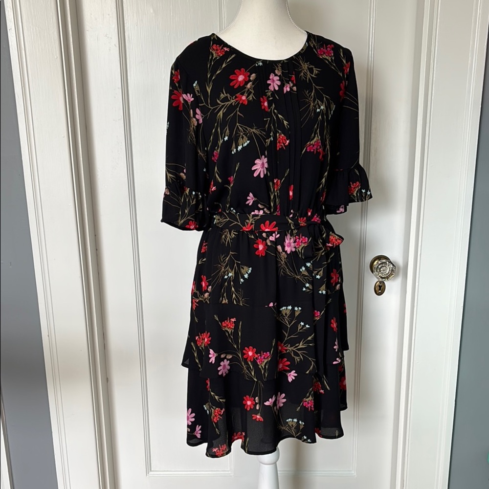 CeCe Black and Red Long Sleeve Dress